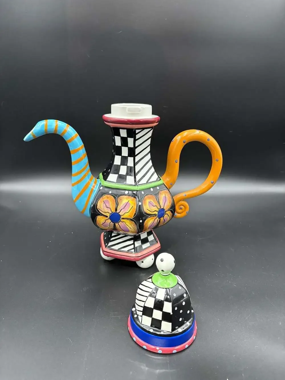 McGovney-Rudolf (Charma Design) Hand-Painted Whimsical Ceramic Teapot